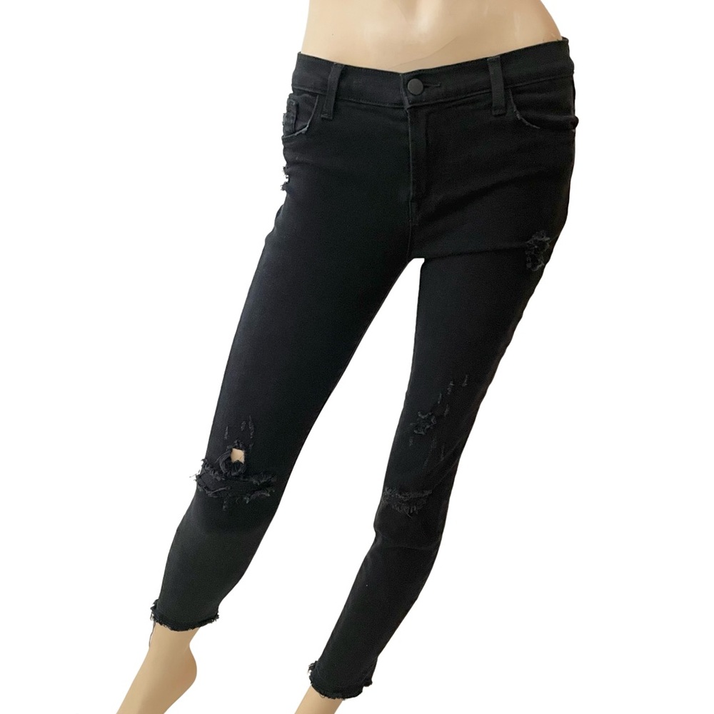 J Brand- black distressed capri skinny jeans- 28